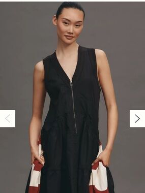 Anthropologie Black Sleeveless Mini Dress with Front Zip